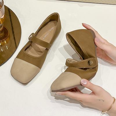 Туфли Мэри Джейн женские из натуральной кожи 2024 года, новые балетки на кнопках, женские туфли из коровьей кожи с квадратным носком на плоской подошве