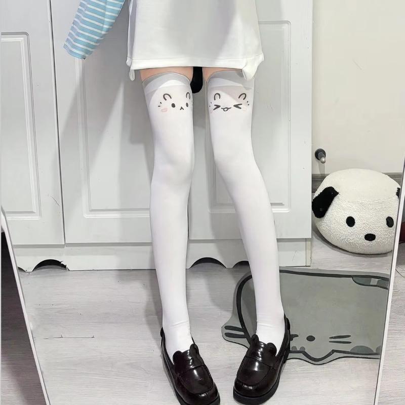 Printed Cartoon Stockings Women Y2k Girls Knee High Socks Thigh High Stockings JK Lolita Kawaii Thigh High Socks Women Stockings
