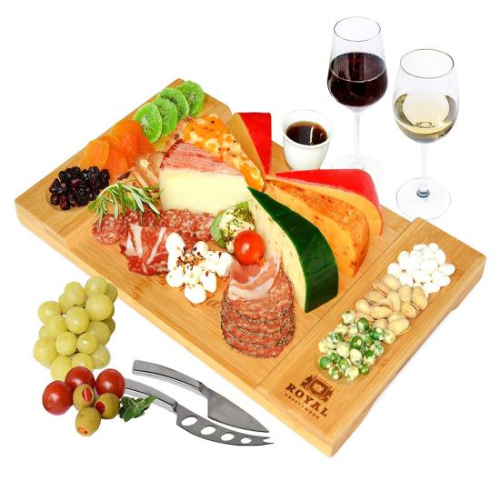 Разделочная доска с бамбуковыми канавками, дизайн доски для мясных закусок, доска для сыра, сервировочный поднос для дома