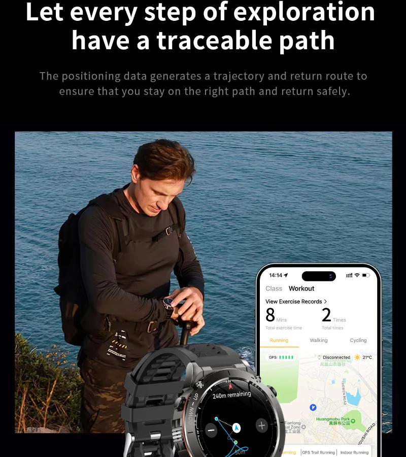 Новые уличные GPS смарт-часы 2025 1,43" AMOLED 10ATM Водонепроницаемый Браслет Компас Спортивный Трекер BT Звонок Смарт-часы Мужские Для Xiaomi IOS