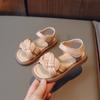 Children Fashion Girls Sandals Casual Weave Breatheable 2024 New Summer Beach Shoes Princess Flats Hook & Loop Chic Kids Korean