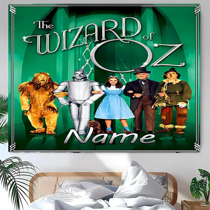 Personalized The Wizard of Oz Background Tapestry,Custom Name Birthday Party,Multifunctional Wall Decoration for Home Decor,Various Occasions