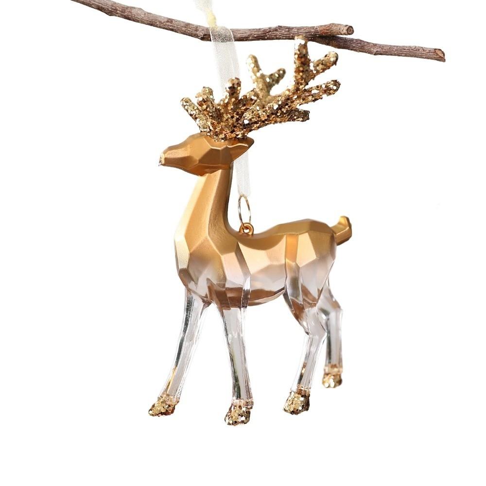 Golden Translucent Christmas Tree Hanging Decorations Wreath Elk Deer Ornaments Window Decorations