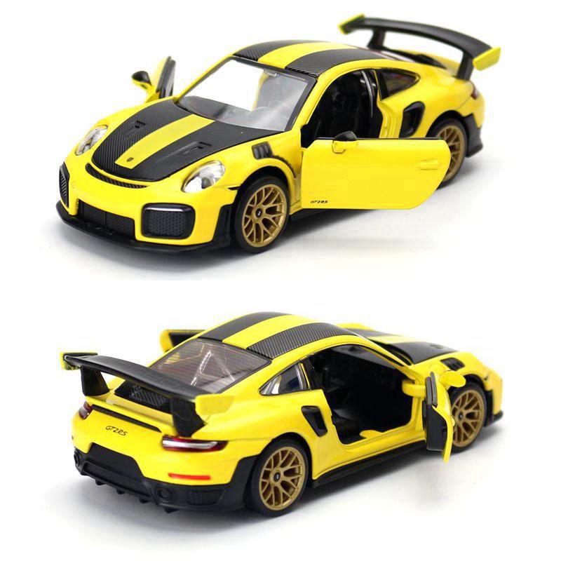 1/32 Scale 911 GT2 RS Diecast Car Model Toy, Pull Back Toy Vehicle with Sound and Light for Kids Toddler Boys Girls Gift Collection