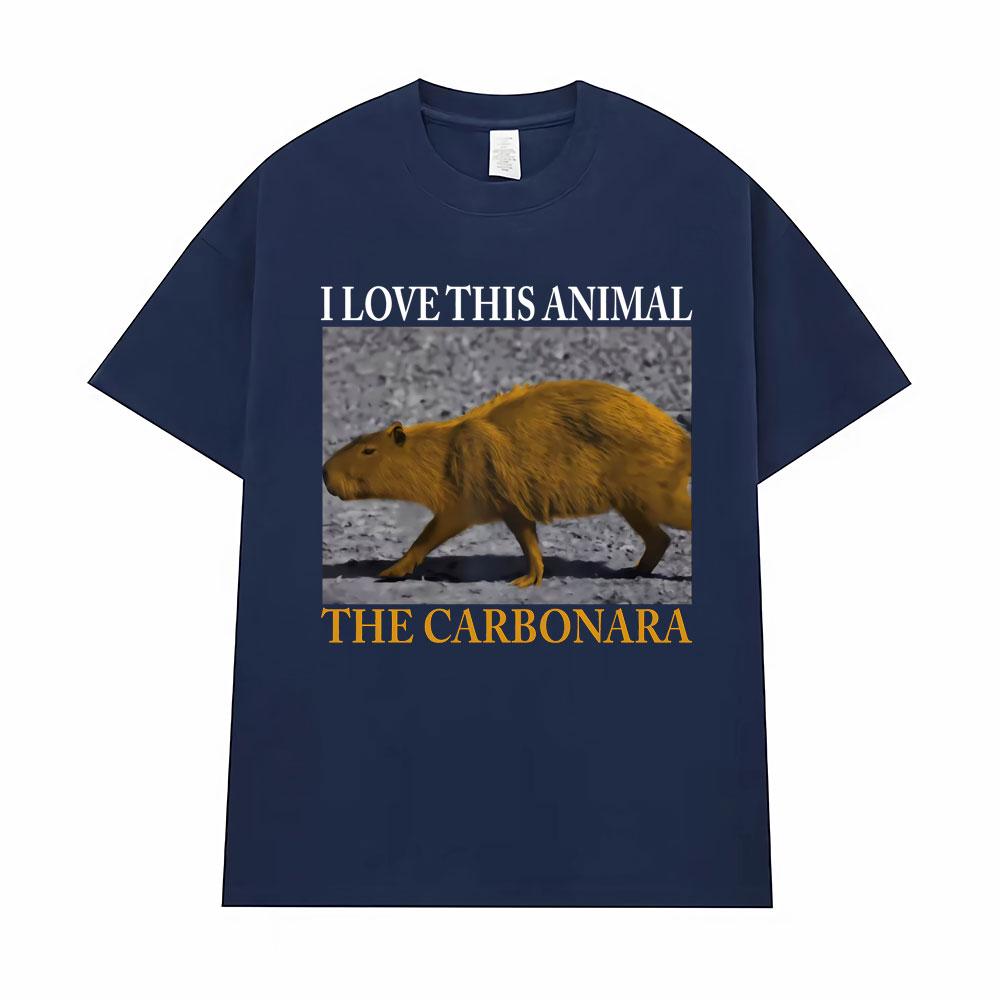Funny Meme I Love This Animal The Carbonara Capybara Tshirt Men's Clothing Unisex Hot Sale High Quality T Shirts Fashion T-Shirt