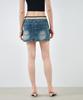 Mongdol Rib Banded Washed Denim Mini Skirt Light Blue Mdsk037Lblue
