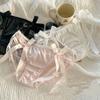 Кружевное нижнее белье с лентами и бантом, однотонные женские трусики, соблазнительные трусики с низкой посадкой, для леди