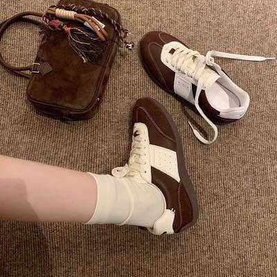 Версия из коровьей кожи~ Спортивная и повседневная обувь на шнуровке с цветовой гаммой Майяр, кеды для женщин