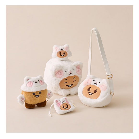 BT21 Кукла SHOOKY BABY FLUFFY, лежащая на полу/брелок для ключей/костюмный шкаф, набор из шляпы-ведра/мини-сумка с подвесками/сумка через плечо в виде куклы-лица (5 вариантов)