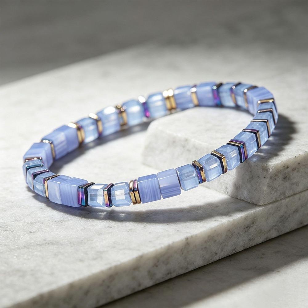 Adjustable Rope Simple Crystal Stone Bracelet Square Cut Square Stone Bangle For Women Men