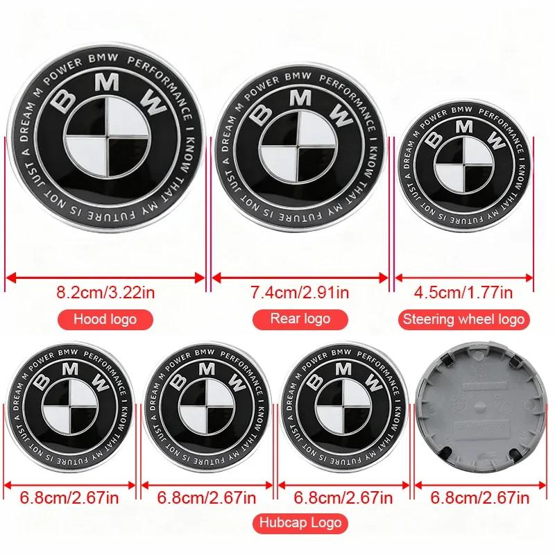 7Pcs For BMW F91 X3E83 X1E84 G60 X5E53 F12 F13 Car Front Hood Trunk Logo Hub Center Cover Steering Wheel Center Badge Stickers