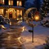 Garden Gift for Gardening Enthusiasts Solar Christmas Crescent Light, Moon Snowman Stake Waterproof Decorative Porch Lighting LED Pathway Lamp Outdoor