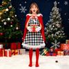 Рождественский костюм для женщин девочек клетчатое платье с красной бархатной накидкой чулки перчатки набор костюм рождественского эльфа для косплея