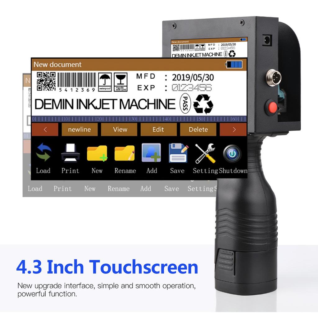 Ручной принтер Портативный струйный принтер Струйный принтер кода с 4,3-дюймовым светодиодом