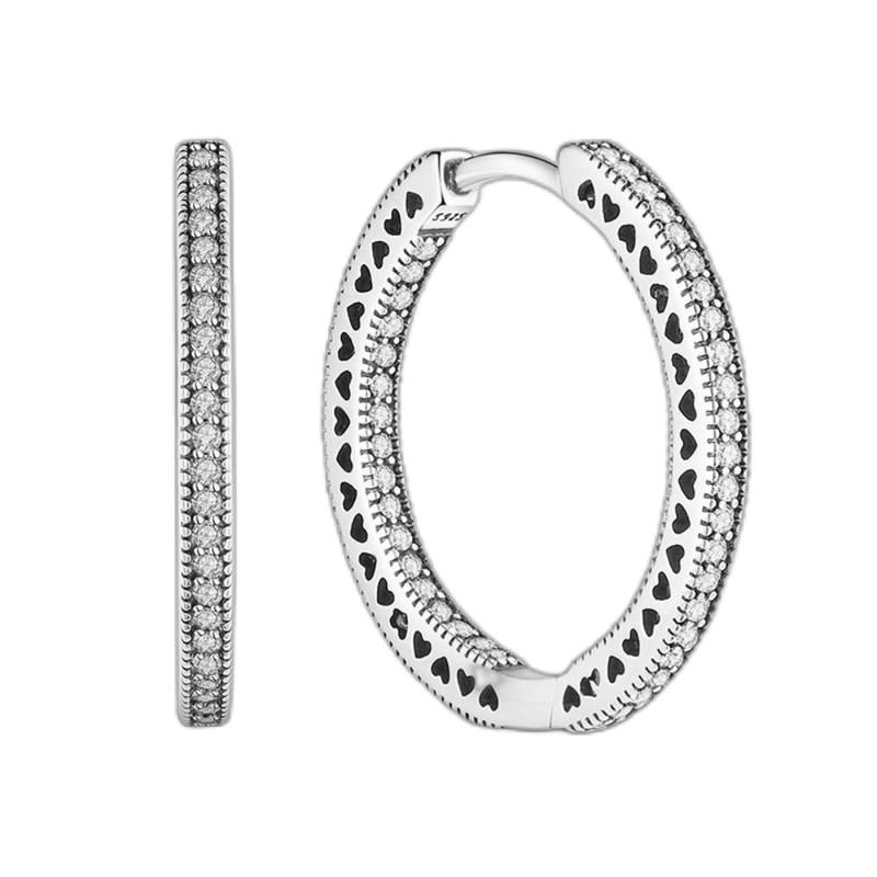 Round Circle Hoop Earrings For Women 925 Silver Heart Star Moon Sun Flower Zircon Opal Earrings Jewelry Gift