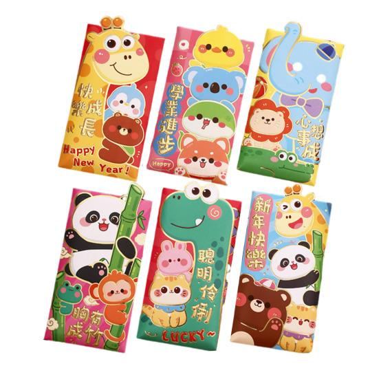 6 шт. Красные конверты 2025 Китайский лунный Новый год Красный карманный год