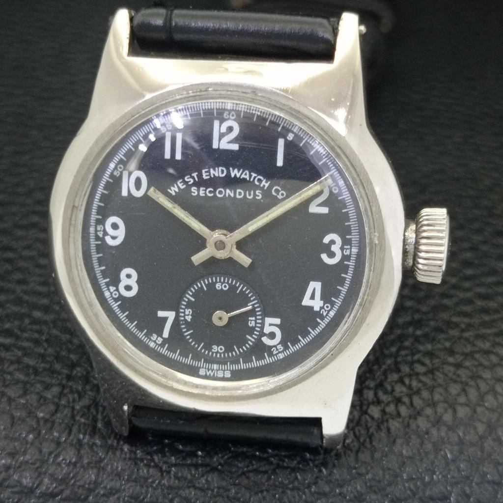ШВЕЙЦАРСКИЕ ВИНТАЖНЫЕ ЧАСЫ WEST END WATCH CO С РУЧНЫМ ЗАВОДОМ ДЛЯ МАЛЬЧИКА С ЧЕРНЫМ ЦИФЕРБЛАТОМ a701973-1 R207-a701973