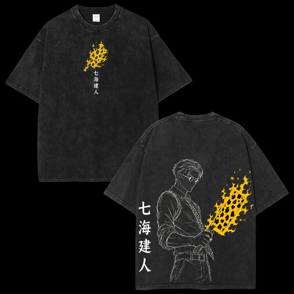 Jujutsu Kaisen Anime Graphic Washed Oversized Streetwear Y2k T-Shirt Men Women Pure Cotton High Quality Streetwear Short Sleeve Female Male Clothing