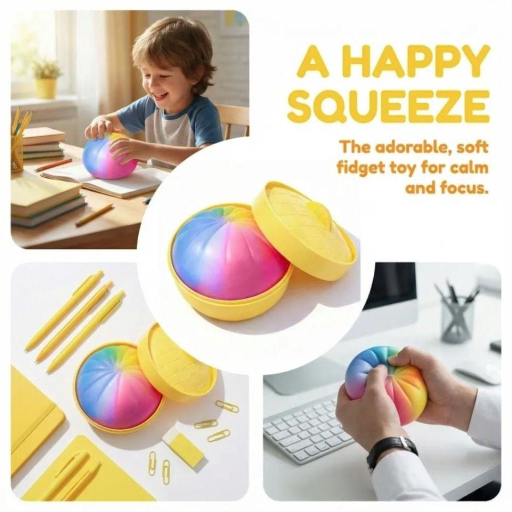 Soft Cute Steamed Bun Squishy Toy Rainbow Color Fidget Sensory Toy  Party Favors