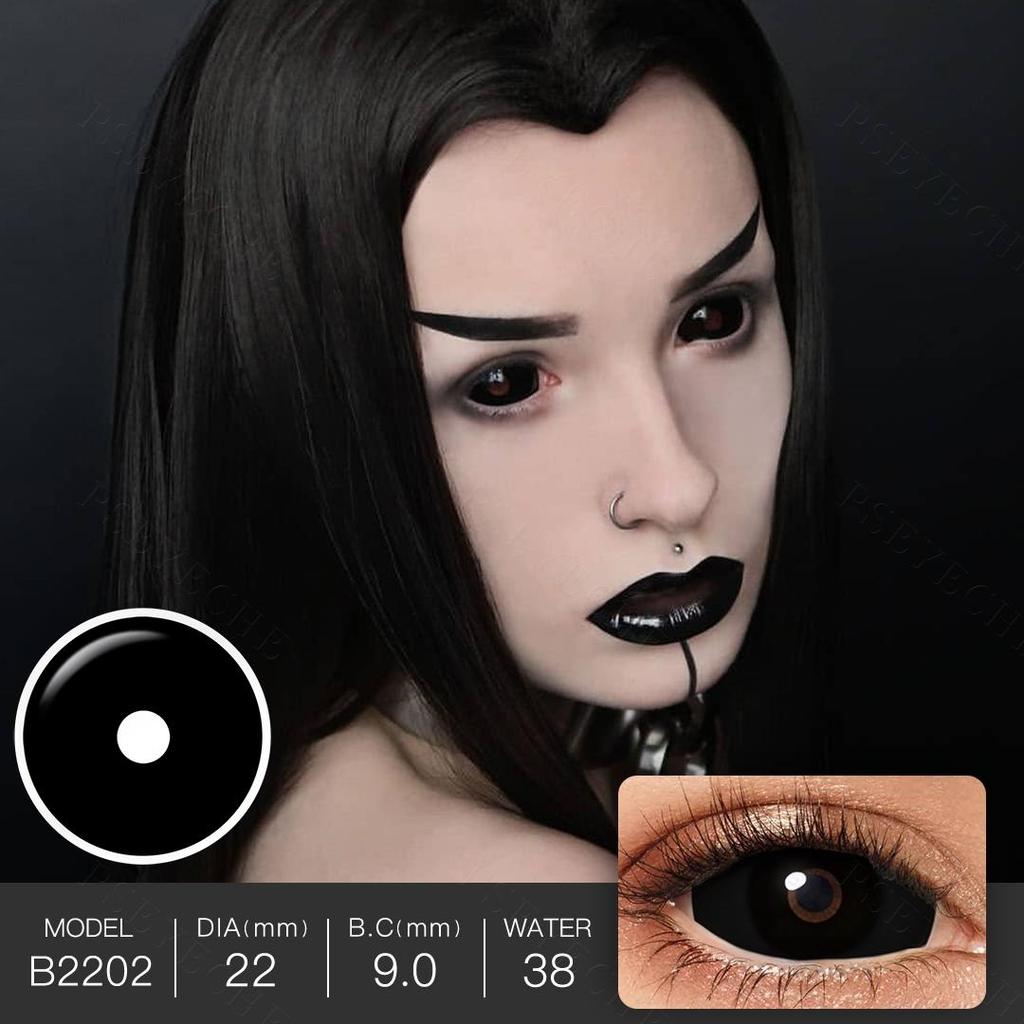 22 мм линзы для склеры, полностью черные, 1 пара контактных линз для Хэллоуина, линзы для косплея, белые линзы, красная сетка, аксессуары для линз Crazy Lens Full Eye