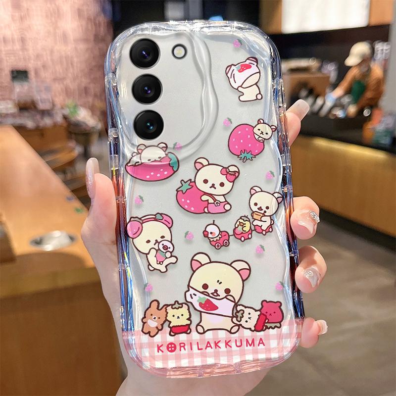 Чехол-накладка R-Rilakkuma в горошек для Samsung Galaxy S25 S24 S23 S22 S21 Ultra Plus S20 FE A73 A72 A71 A56 A55 A54 5G A52 A52S 4G