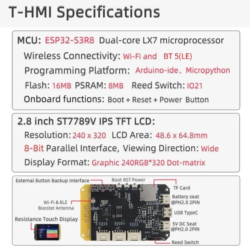 ESP32 2,8-дюймовый ST7789 ЖК-дисплей сенсорный экран макетная плата Bluetooth-совместимый 5.0 беспроводной модуль