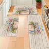 1Pcs Anti Fatigue Kitchen Rugs, Fresh Flower Pot Print Waterproof Non-Slip Thick Cushioned Kitchen Mat Heavy Duty Comfort Standing Mat for Kitchen