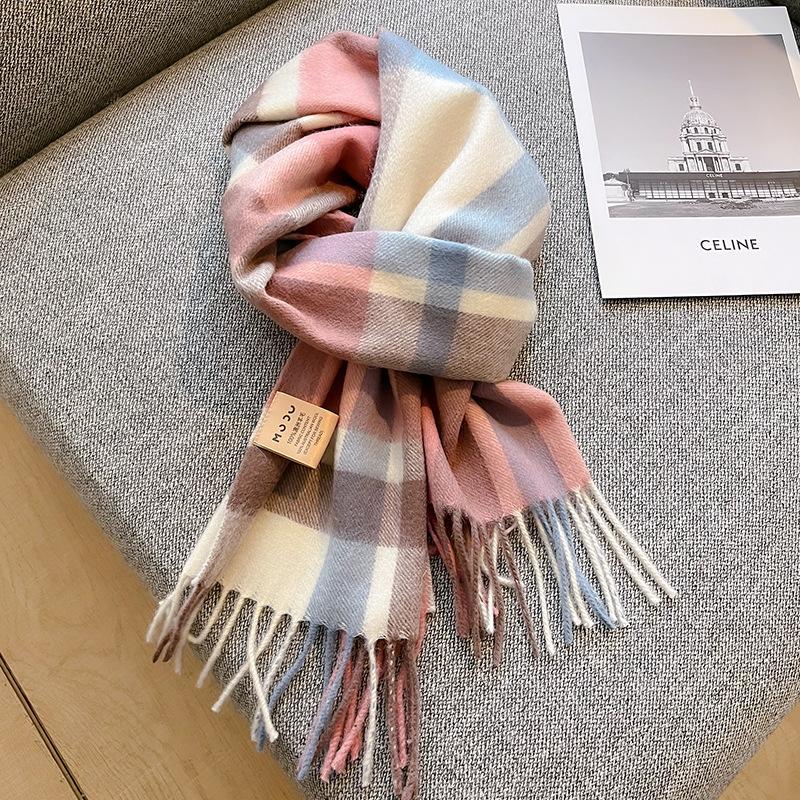 100% Wool Australian Pure Wool Plaid Scarf Winter Versatile Warm Couple Scarf