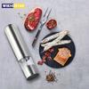 2PCS One-Button Electric Salt Pepper Grinder Set Easy To Use Stainless Steel Spice Mill With Light Automatic Weed Pepper Grinder