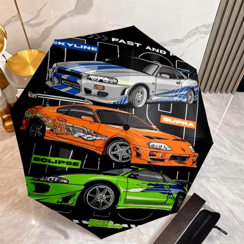 Fast Furious Cars Automatic Umbrella - Suitable Travel Portable Umbrella Outdoor sun shading umbrella Suitable For All Seasons