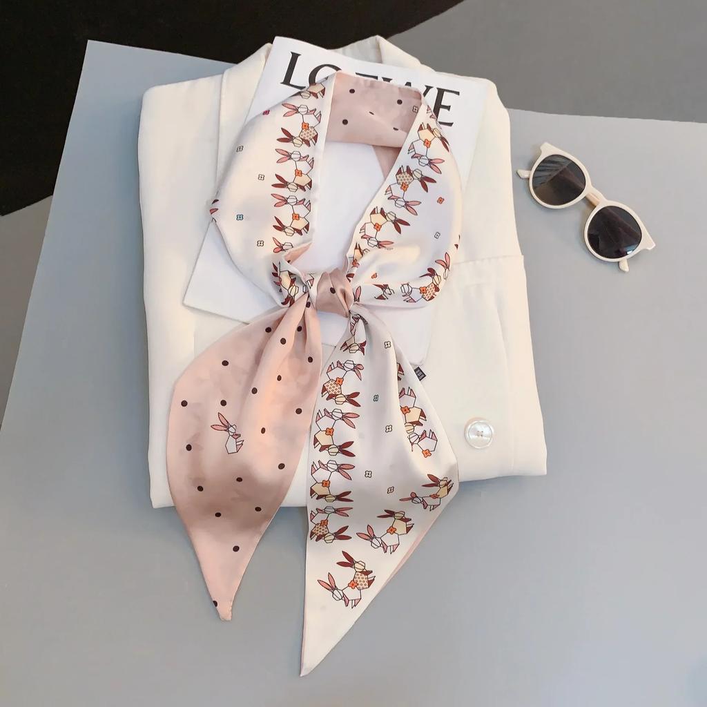 Luxury Design Zebra In Flowers Women Scarf Luxury Silk Scarf Fashion Hair Headband Foulard Skinny Bag Scarves Neckerchief Lady