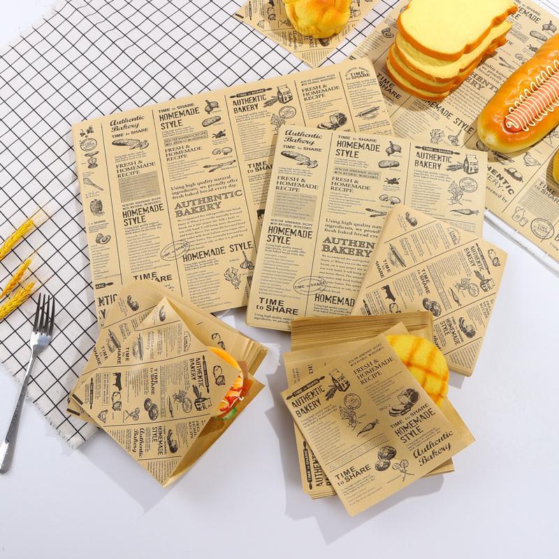 10/20/50 листов упаковочной бумаги для пищевых продуктов, дизайн газеты, сэндвич, бургеры, картофель фри, жареная пищевая упаковочная бумага, коврик для тарелок, вощеная бумага с маслом