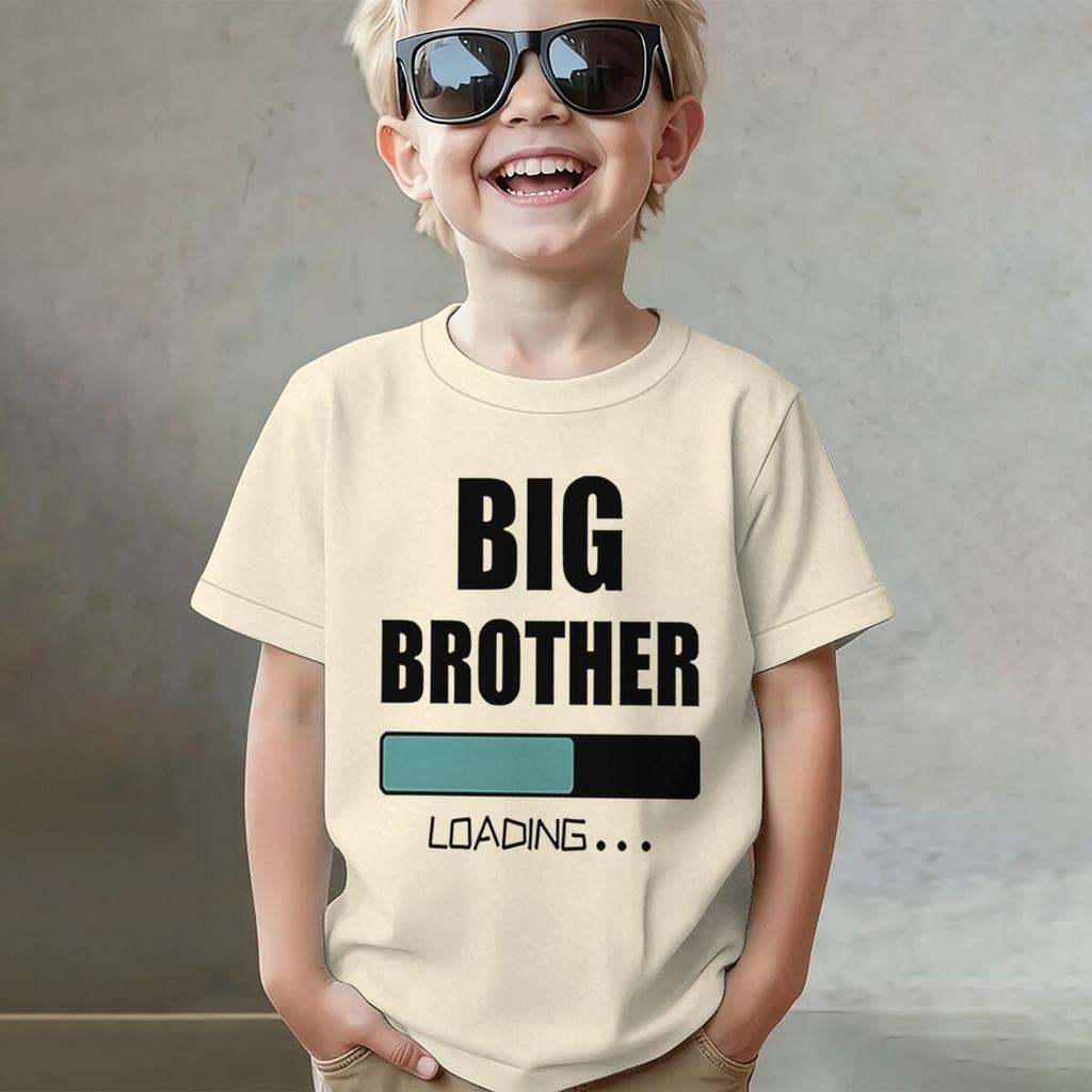 Big Brother Loading Tshirt Kids Short Sleeve Fashion Casual Top New Sibling Gift Big Brother Kids Clothes Cotton Tops