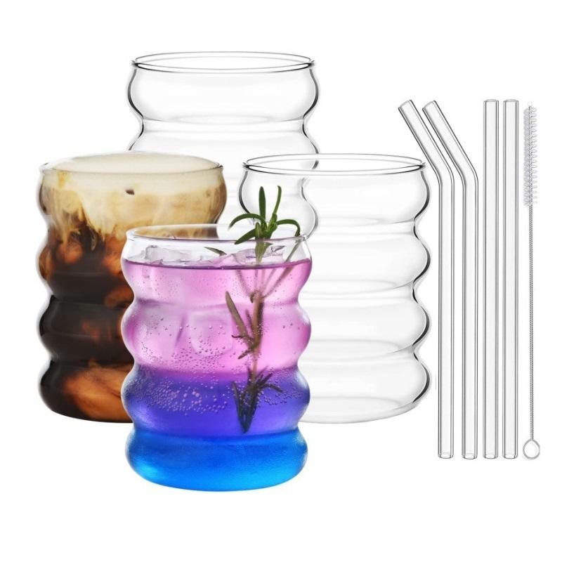 4 шт./лот термостойкая прозрачная стеклянная кофейная чашка с высоким содержанием боросиликатного стекла для воды, молока, пива, сока, чая, для домашнего бара, вечеринки, подарка