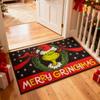 Christmas Cartoon Character Decorative Front Door Mat, Green Xmas Welcome Doormat Indoor Outdoor Non- Floor Entryway Rug, Funny Winter Holiday Home K