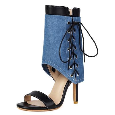 2025 Роскошные женские сандалии Тонкий высокий каблук 10,5 см Молния Шнуровка Смешанный цвет Большой размер 46 47 48 Модная обувь для свиданий