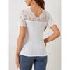 Women's New Fan-shaped Front and Back V-neck Lace Splicing Slim Thin T-shirt Short-sleeved Tops