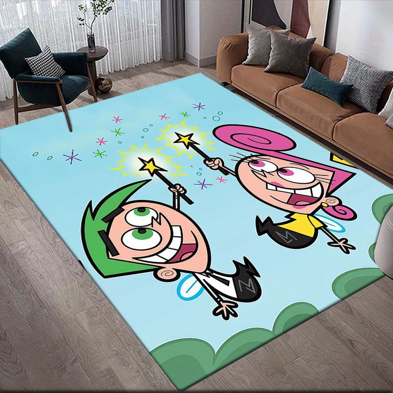 The Fairly OddParents Flannel Pattern Square Carpet,Area Rug,Carpet Rug for Living Room Bedroom Sofa Playroom Decor,Non-slip Floor Mat