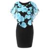 Элегантное платье-футляр длиной до колена для офисной леди большого размера с принтом роз и кейпом