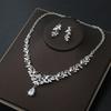 3pcs Romantic and Elegant Ladies' Water Droplet Zircon Necklace Earrings Zircon Set Classical Wedding Dress Accessories