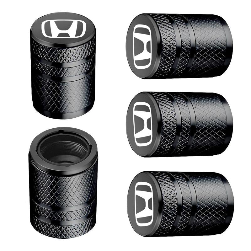 5pcs Aluminum Car Tire Valve Air Port Stem Cover Caps For Honda Fit Jazz GK5 Civic Type-R CRV Pilot Accord HRV Auto Accessories