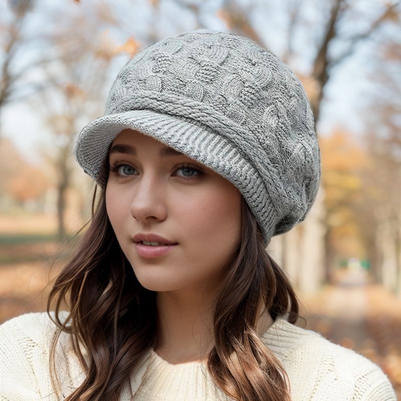 Women's Fashionable Winter Ear Protection Cashmere Wool Hat with Velvet Lining
