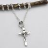 925 Sterling Silver Cross Necklace Jesus Christ Edge Embossed Crucifix Cross Pendant for Men and Women