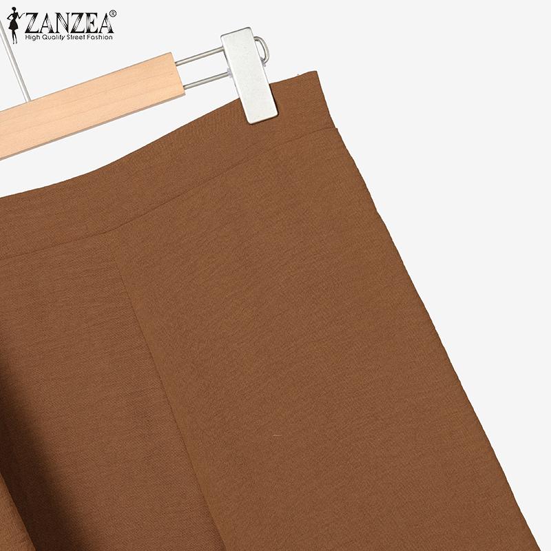 ZANZEA Женский повседневный костюм из двух частей с длинным рукавом и брюками