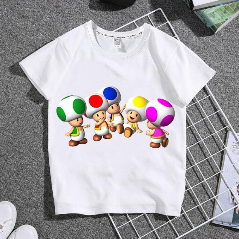 Bestselling Summer Boys and Girls Childrens Shortsleeved Shirts Super Cute Cartoonstyle Student White Tshirt of Mario Game