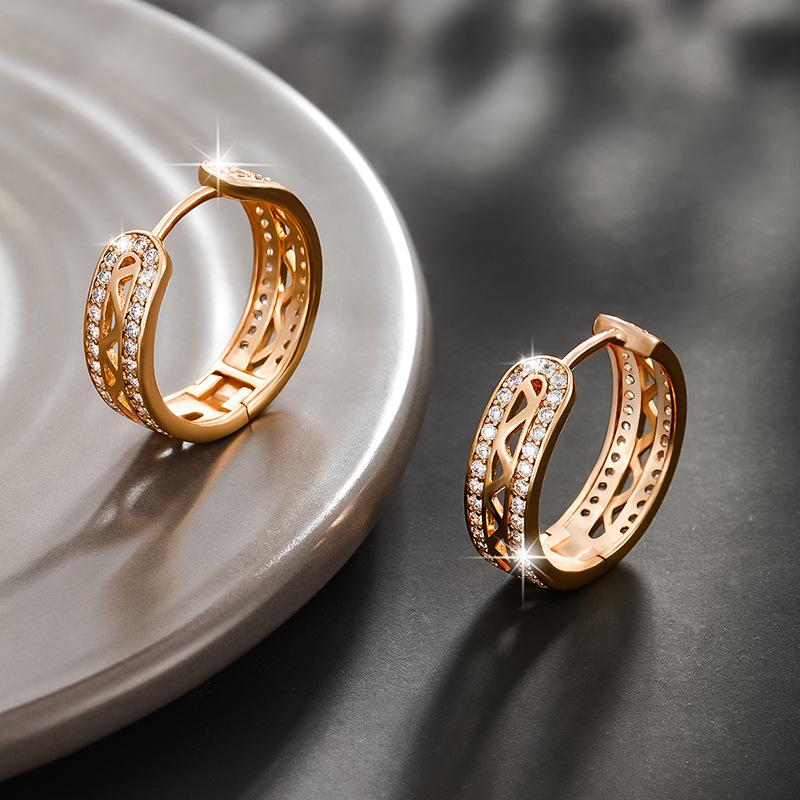 Новые золотые серьги-кольца, серьги-кольца с изящным паве CZ и бриллиантами, минималистичный изысканный ювелирный подарок для женщин