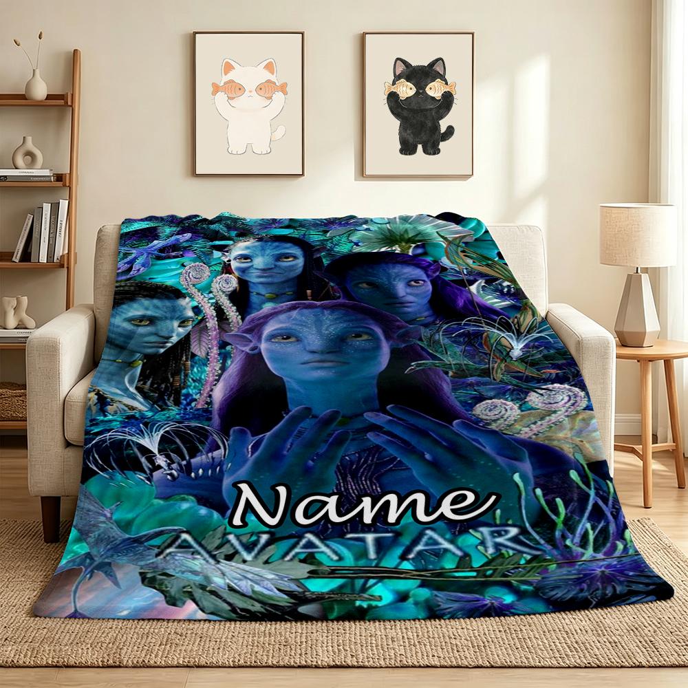Custom Name Avatar World Flannel Blanket Throw Blanket Soft Warm Sofa Bed Decor Unique Gift