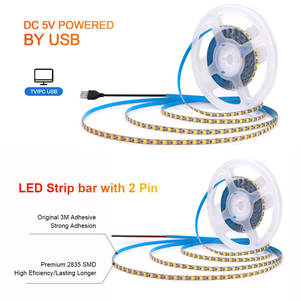 USB светодиодные ленты DC 5V 2835 120 светодиодов/м Белый Теплый белый светодиодная лента Освещение для фона телевизора 3 мм 5 мм 8 мм Лента Лампа для домашнего декора