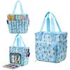 Handheld Knitting Bag Crochet Bag Yarn Storage Bag with Compartments for Crochet Hooks, Knitting Needle and Accessories