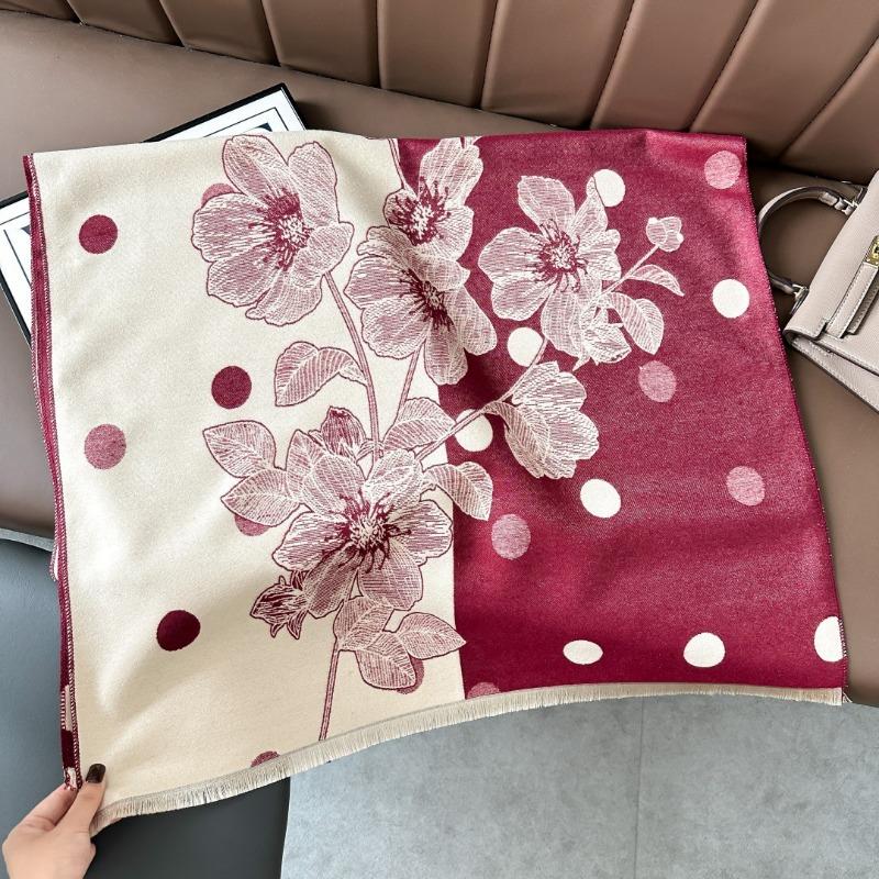 Landscape painting imitation cashmere scarf women's high-end office air-conditioned room thickened warm long trendy scarf